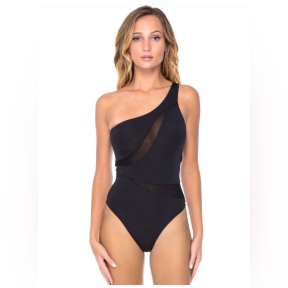 Sunset Other - Sunsets One Shoulder Black Swimsuit with Mesh in Size Medium